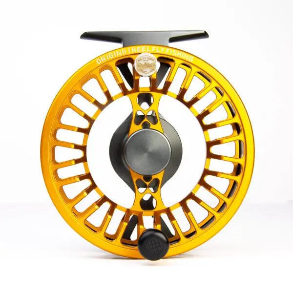 ORIGIN II reel tangerine front view